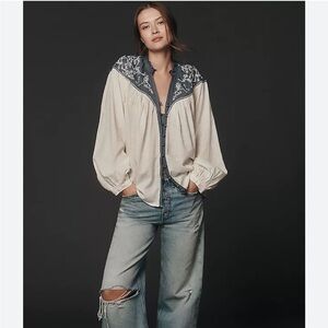 NWT Anthropologie Pilcro Embroidered Blouse